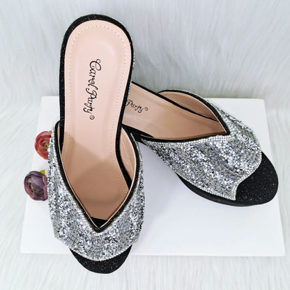 Italian Design Fashion Crystal Fish Mouth High Heels Elegant, Exquisite, And Mature Women's Sandals And Square Bag Set