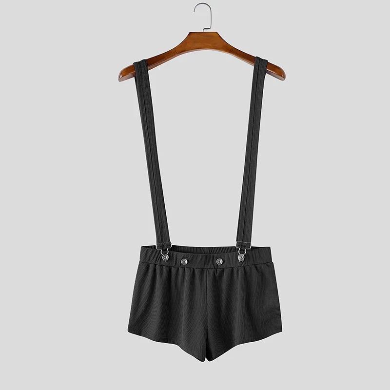Men's Shorts Rompers Solid Summer 2026 Casual Straps Overalls For Man Playsuits Streetwear Fashion Men Bottoms Shorts