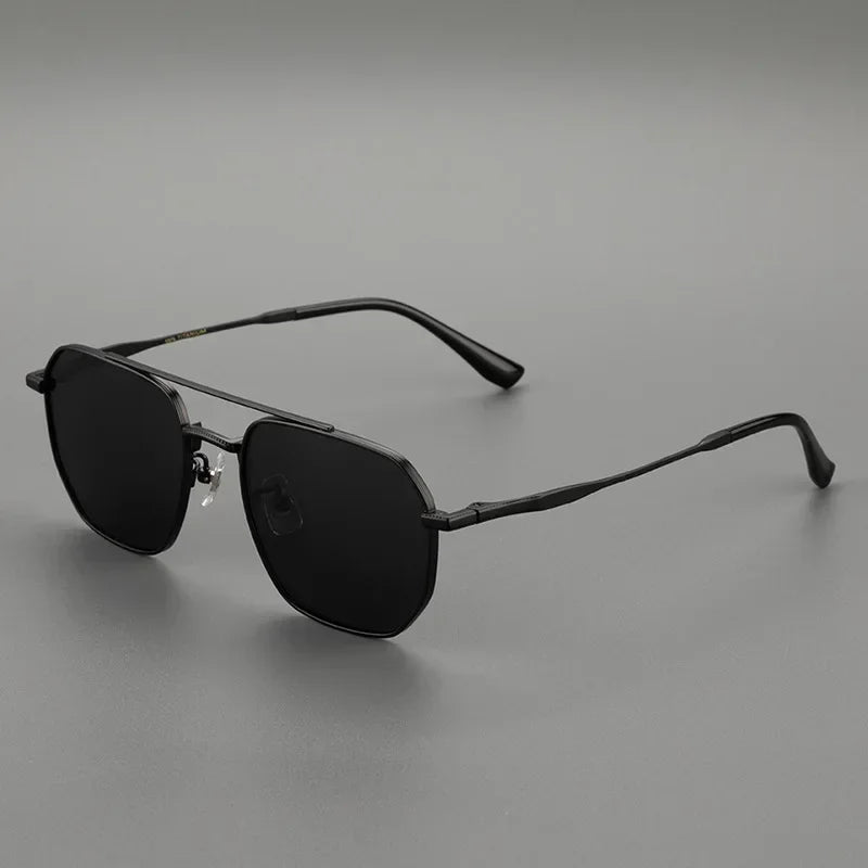 Top Quality Pure Titanium Pilot Polarized Sunglasses Men Outdoor Driving Night Vision Shades Anti-Glare Fishing UV400