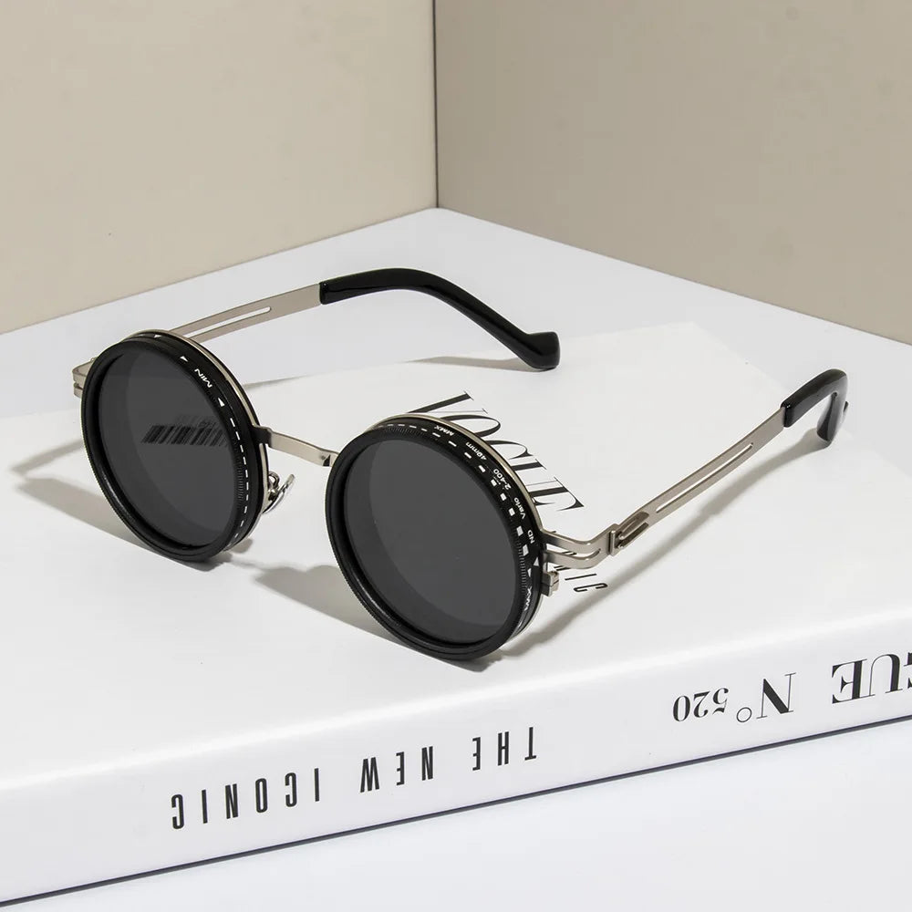 Cycling ND2-400 9 Level Adjustable Dimming Polarized Sunglasses Men Women Fishing Punk Round Glasses Eyeglasses ND Filter