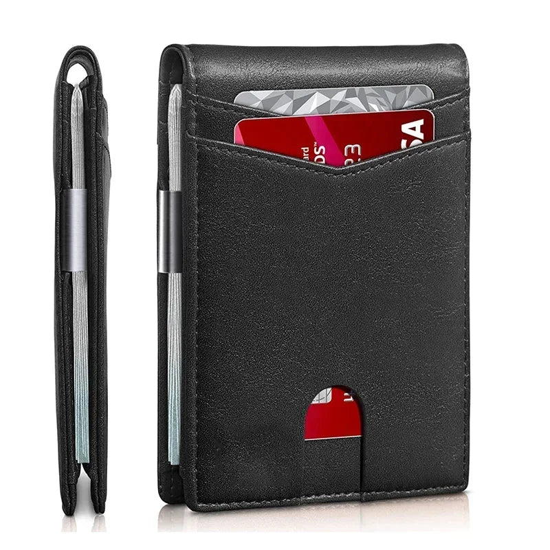 Carbon Fiber Men Wallets Credit Card Holder Men's RFID Wallet Minimalist Front Pocket Money Clip Black Bifold Wallet for Men