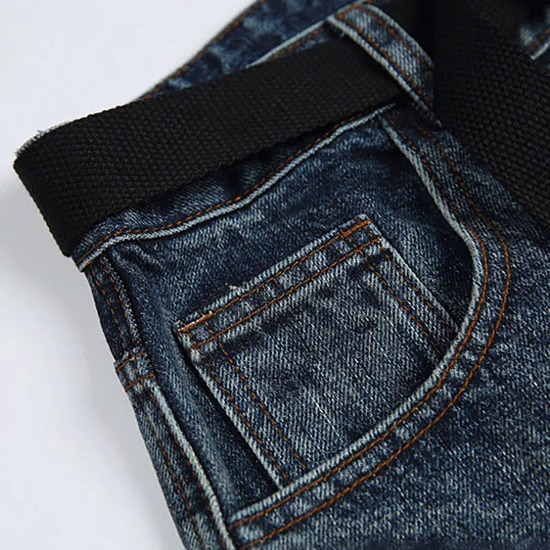 Spring Korean Vintage Men'S Jeans Three-Dimensional Large Pockets And Diagonal Zipper Design Wide Leg Casual Straight Leg Pants