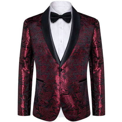 Men's Suits Blazer Green Red Silver Color Paisley Luxury Wedding Prom Business Banquet Suit Coat Men Clothing Jacket
