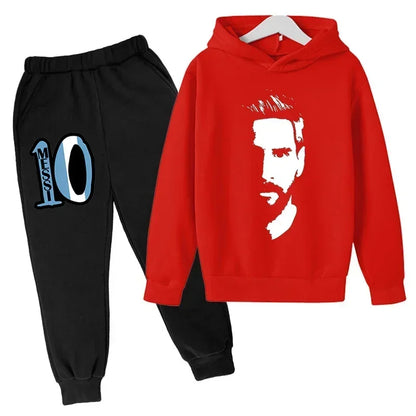 Spring Autumn Children's Hoodie Set Messi Avatar Printed Sportswear Hoodie Pants Suit 2-piece Set Boy Girl Kid Clothes Tracksuit