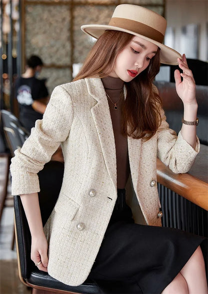 Female French Style Small Fragrant Wind Coarse Tweed Suit Jacket 2023 Spring New Women's High-end Sense Goddess Fan Small Suit