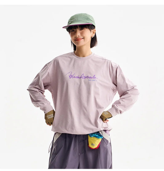 Unisex Athletic Long Sleeve Tee - Quick Dry Breathable Shirt for Outdoor Leisure & Urban Adventure Loose Men's Top