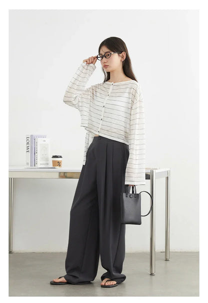 Korean Women T-Shirts Loose Casual New Striped Long Sleeve Sunscreen Shirt Designed Female Tees Summer 2025
