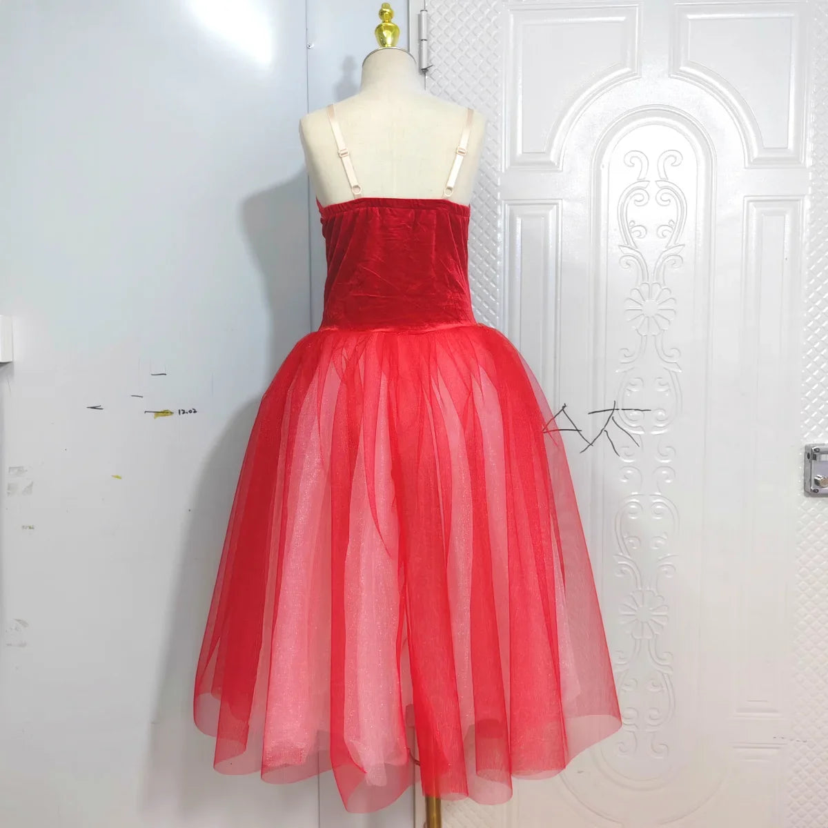 Long Ballet Tutu Skirts Blue 3d Flower Dress Performance Costumes Princess Dance Practice Romantic Dress