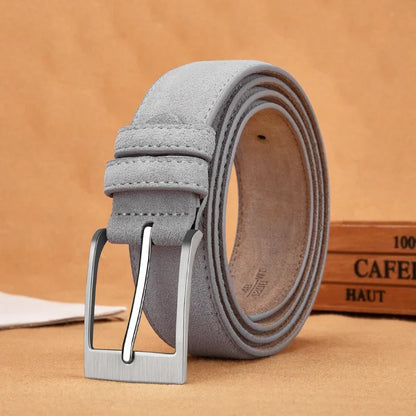 Luxury Suede Cowhide Leather Belt for women, Vintage Style Men belt  3.5cm Wide Waistband for Dresses & Jeans Unisex belt