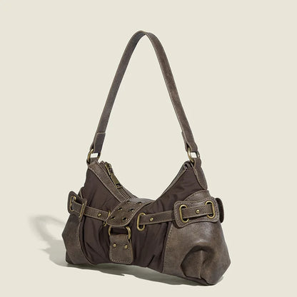 Vintage Rivet Armpit Bag Small PU Leather Shoulder Bags for Women Handbag Female Luxury Design Ladies Hand Bags Bolsa