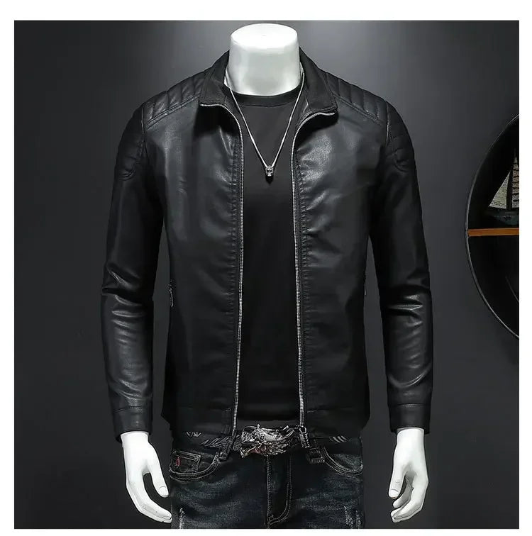 Men PU Leather Jacket Motorcycle Streetwear Baseball Outdoor Bomber Casual coat Men Autumn Motorcycle Windbreaker Male Outwear