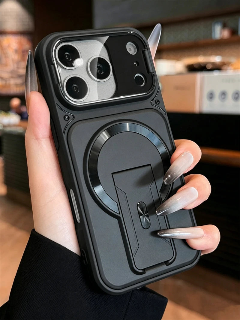 Fold Stand Magnetic Armor Case for iPhone 17 Air 16 15 14 Plus 13 12 11 Pro Max For Magsafe Camera Holder Lens Protection Cover
