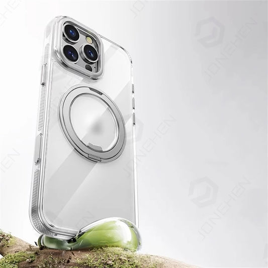 360° Rotation Ring Stand Magnetic Case For iPhone 13 14 15 16 17 Pro Max 16E Matte Military Shockproof Armor Cover For Magsafe