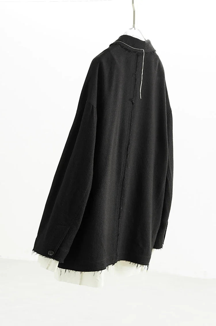 Designer Style~Fake Two-Piece Fringed Fringe Oversized Jacket Women's Casual Loose Blazer 2026 Spring New Style
