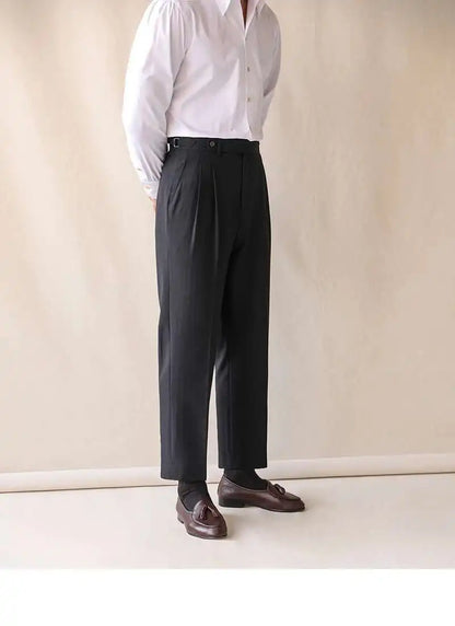 Business High Waist Straight Suit Pants Men British Slim Fit Pants Men Social Trousers Casual Pant Formal Wear Pantalones Hombre