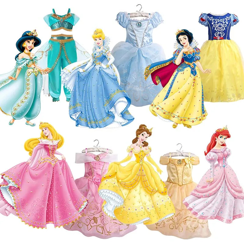 Girls Princess Dress Kids Cinderella Snow White Aurora Sofia Rapunzel Cinderella Halloween Costume Children Birthday Party Dress