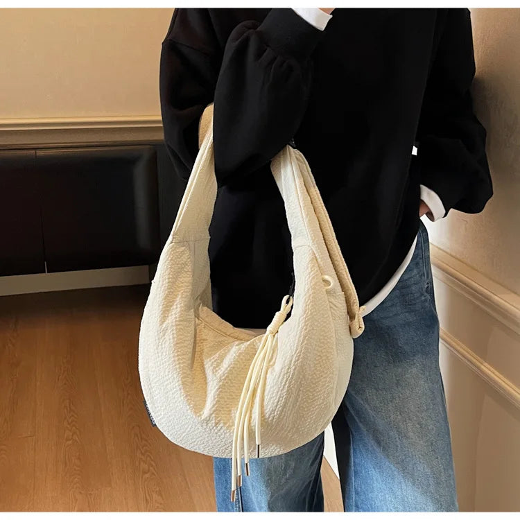 New Comfortable and Versatile Texture Hobo Bags Women Crossbody Bags Large Capacity Lightweight Casual Storage Bags Fashionable