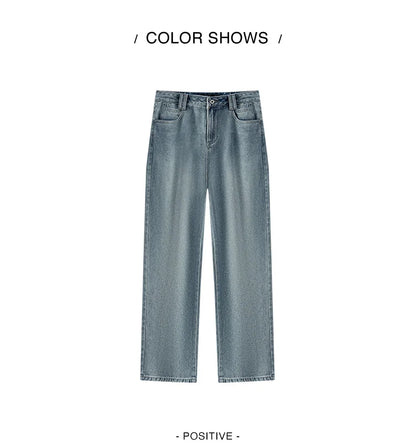 Jeans Women Heightening Pure Cotton Long Trousers Autumn 2024 New Flesh-hiding Wide-leg Trousers