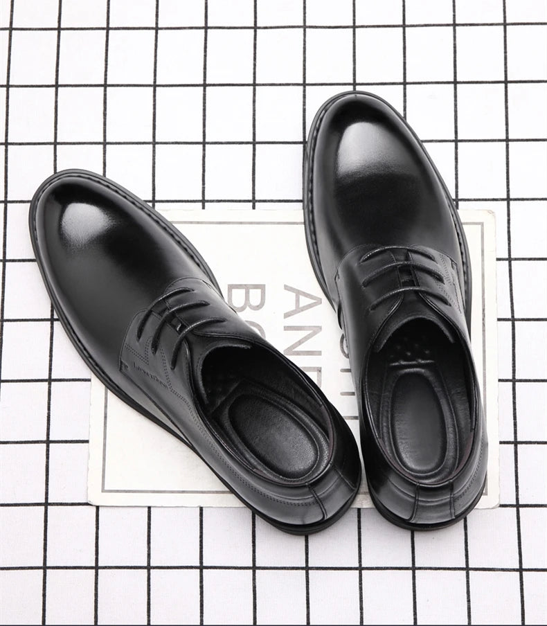 Men Business Elevator Shoes Real Cowhide Invisible Height Increasing Shoes with 3/6/8CM Height Boost Breathable Comfortable