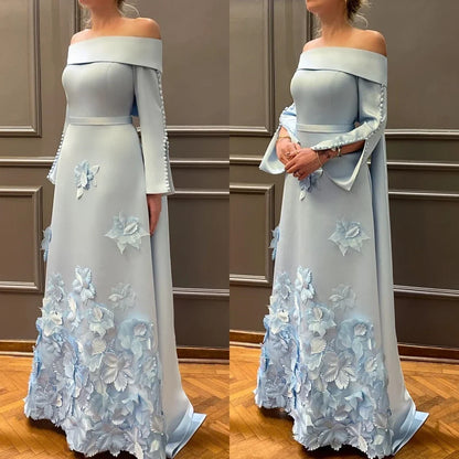 Customized    s Button Applique Clubbing A-line Off-the-shoulder Bespoke Occasion Gown Long es