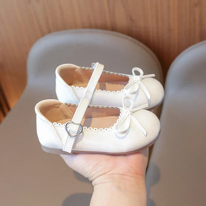 Summer Girl's Princess Shoes Bowknot Round Toe Hook-loop Shallow Cute Daily Kid's Flat Shoe Solid Colors Anti-slip Children Shoe