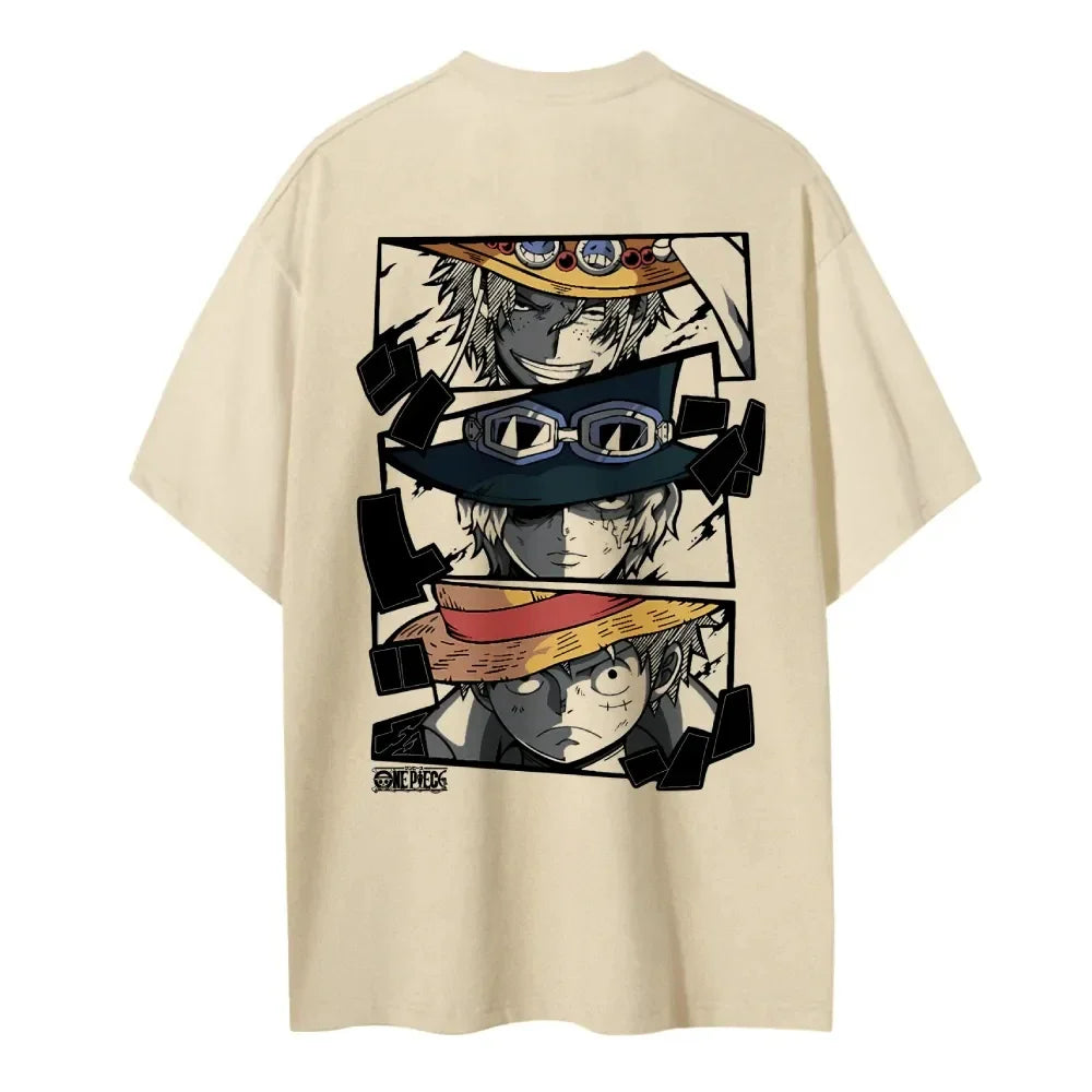 One Piece Men's Women's T-shirt Monkey D. Luffy Portgas D. Ace Sabo Anime Summer Spring Boy's Short Sleeves Parent-child Outfits