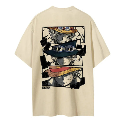 One Piece Men's Women's T-shirt Monkey D. Luffy Portgas D. Ace Sabo Anime Summer Spring Boy's Short Sleeves Parent-child Outfits
