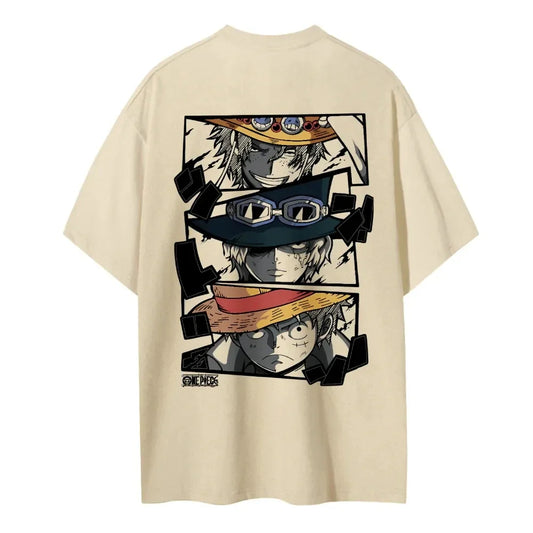 One Piece Men's Women's T-shirt Monkey D. Luffy Portgas D. Ace Sabo Anime Summer Spring Boy's Short Sleeves Parent-child Outfits