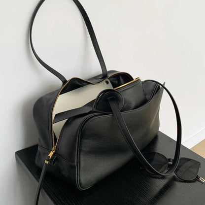 High version genuine leather pillow bag for women 2026 new all-match large capacity first layer cowhide bowling bag for women
