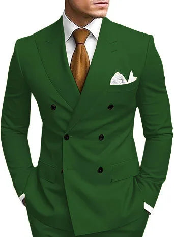 Man 2 Piece Outfit Set Double-breasted, Double-slit Suit for  Wedding Dresses Stage Costume Graduation Casual Suit