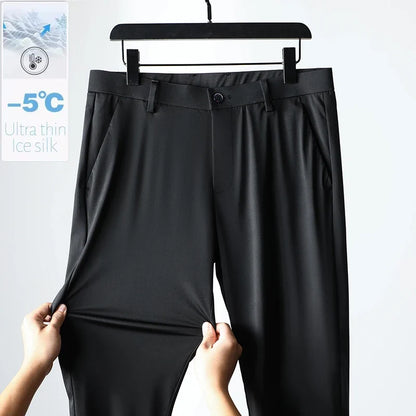 High Elastic Ultra-thin Casual Pants Men's Quick-drying Comfortable Soft Business Korean Spring Summer Trousers Brand Clothes
