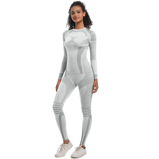 Women Skiwear Set Yoga Set Skiing Underwear Fitness Workout Thermal Gym Ski Snowboarding Running Yoga Exercise Suit Long Johns