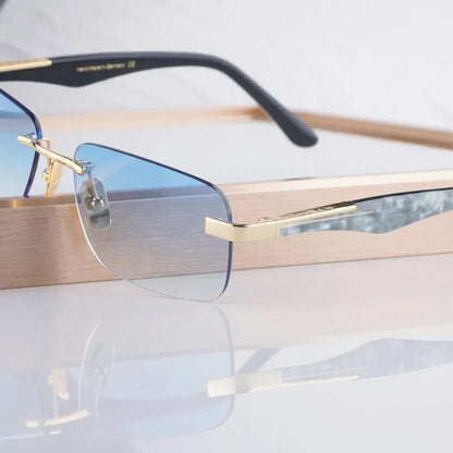 Luxury THE ARTIST I Rimless Sunglasses Alloy Acetate Designer Brand Fashion Design Irregular Square UV400 High Quality Men Women