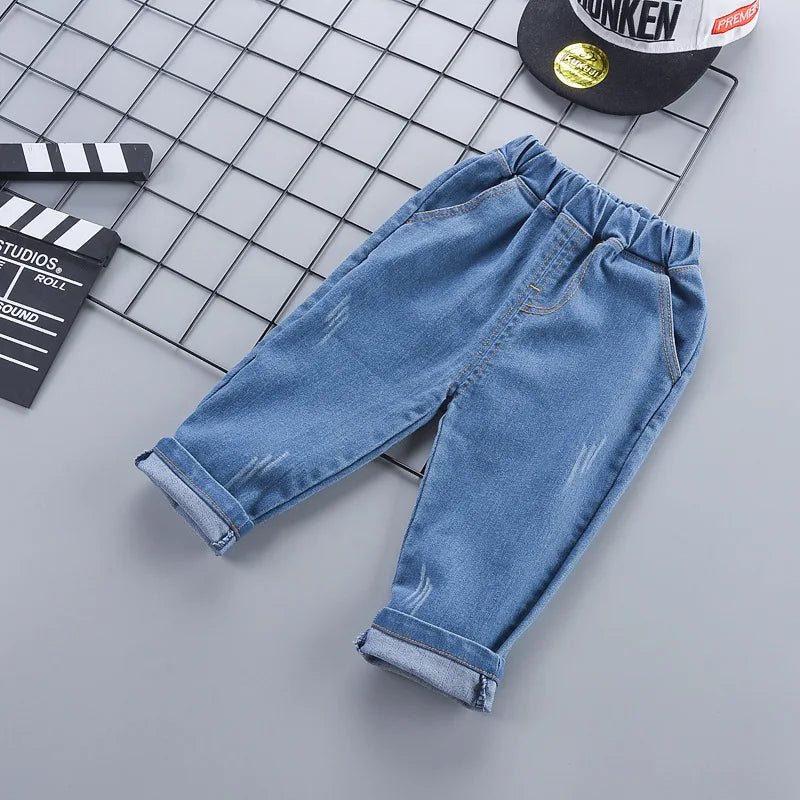 1-5 Years Spring Autumn Handsome Boys Clothing Set Full Sleeve Little Car Pattern Shirt+Jeans 2Pcs Suit For Kids Children Outfit