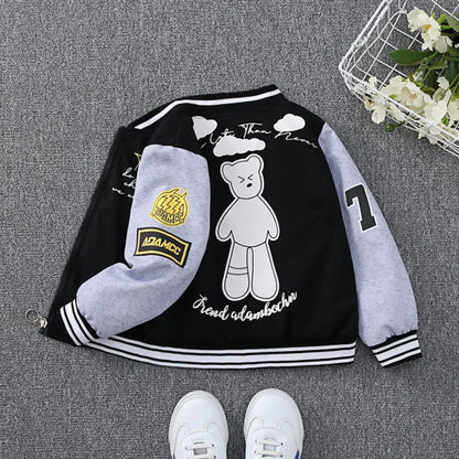 2-12Year Kids Clothes 2025 Spring Autumn Children Fashion Cartoon Bear Pattern Windbreaker Coat Baby Boy Girl Clothing Outerwear