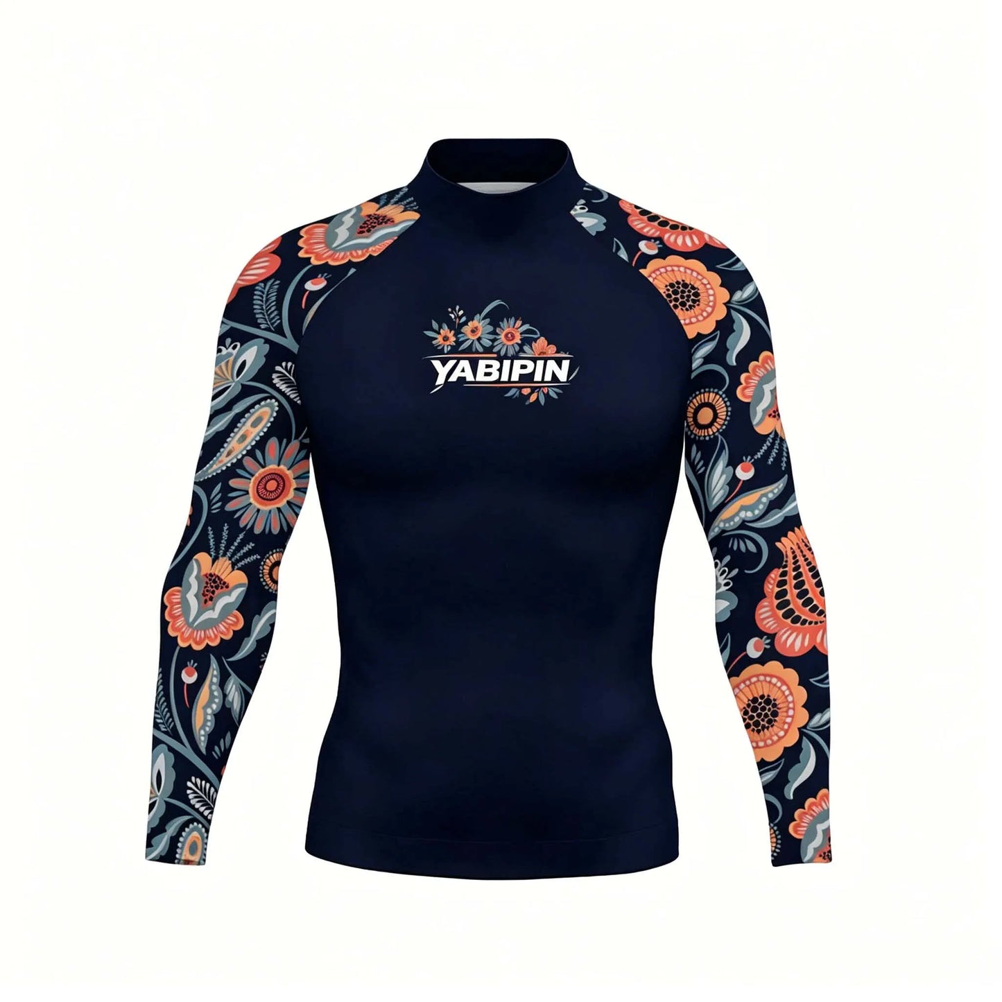 Quick Dry Long Sleeve Rash Guard for Men with High Collar – Sun Protection Beach Swim Tee