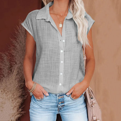 Summer Solid Cotton Linen Shirt Women's Clothing Casual Short Sleeve Tops Tee Ladies T-Shirts Blusas Thin Loose T Shirt Woman