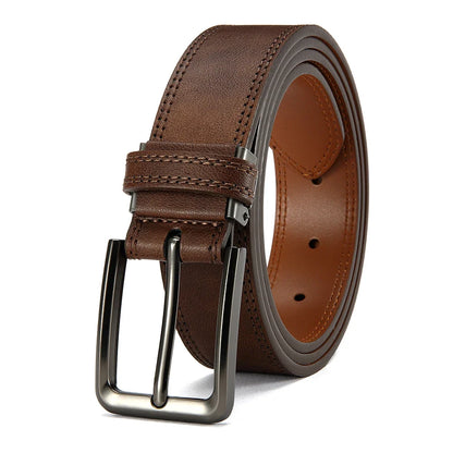 Men's Leather Belt Needle Buckle Belt Casual Genuine Leather LONG Large Belts Cowhide Belts for Man