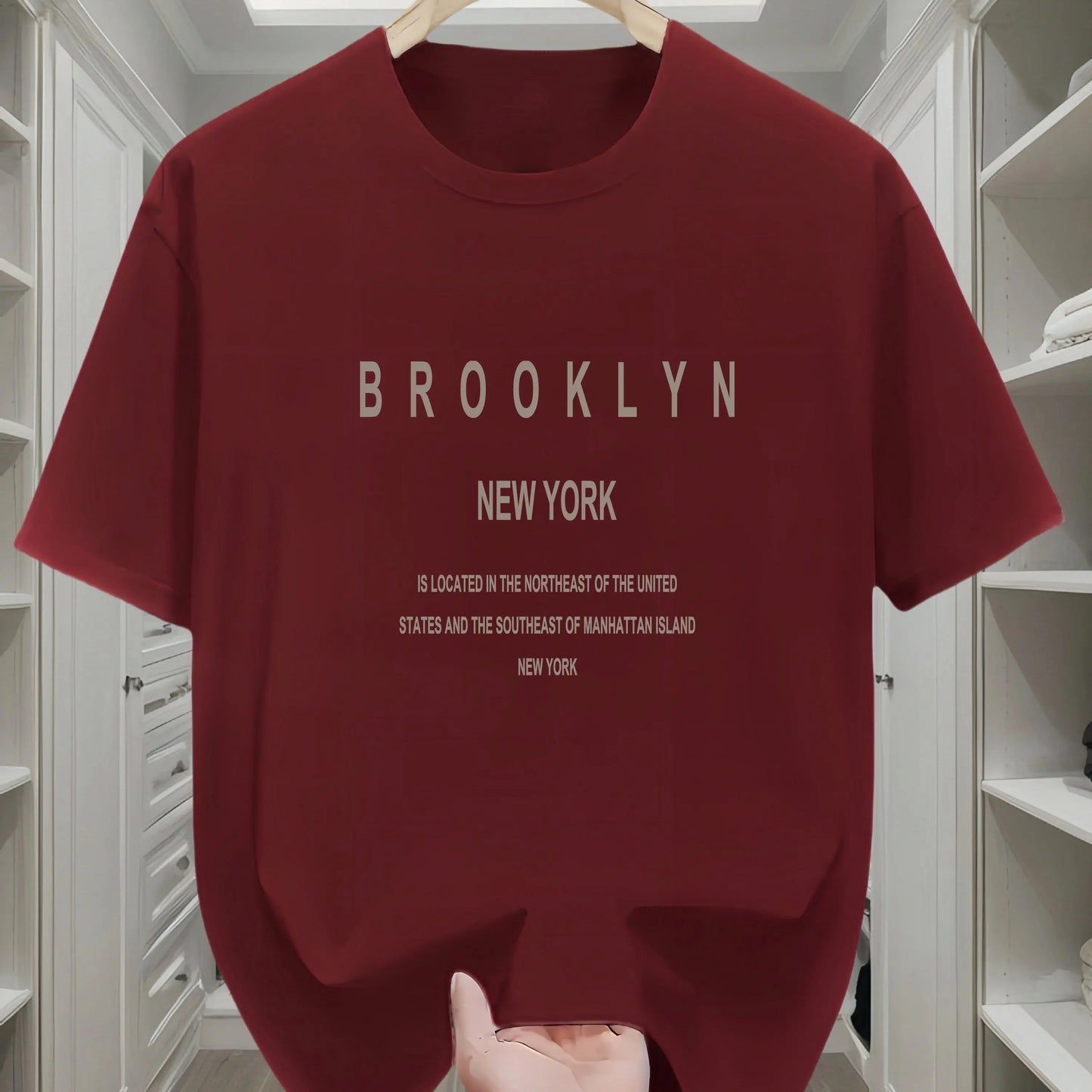 Men's summer 100 cotton fashionable casual loose Brooklyn New York English printed round neck short sleeved T-shirt top