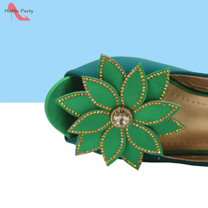 2024 New Arrivals Fashion Italian Design African Shoes and Bag to Match Comfortable Square Heels for Party in Fuchsia Color