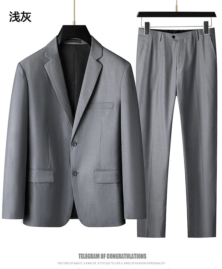 High-End Large Size Men's Three-Piece Suit Set - Business Formal Wedding Dress Coat Vest Trousers Combo for Plus Size Men