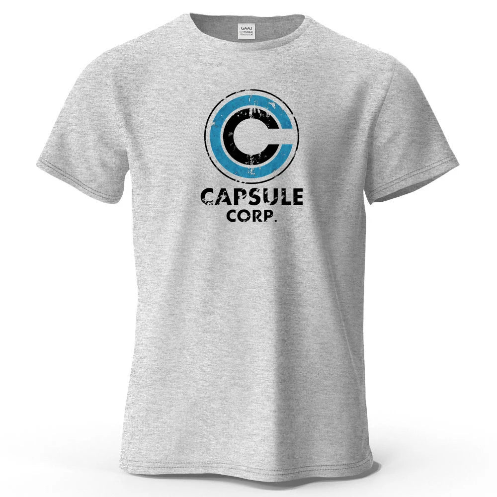 S-4XL Capsule Corp 100% Cotton Funny Printing Japan Anime Men T Shirt Tee Summer Streetwear Tops Fashion Brand Tshirt Clothing