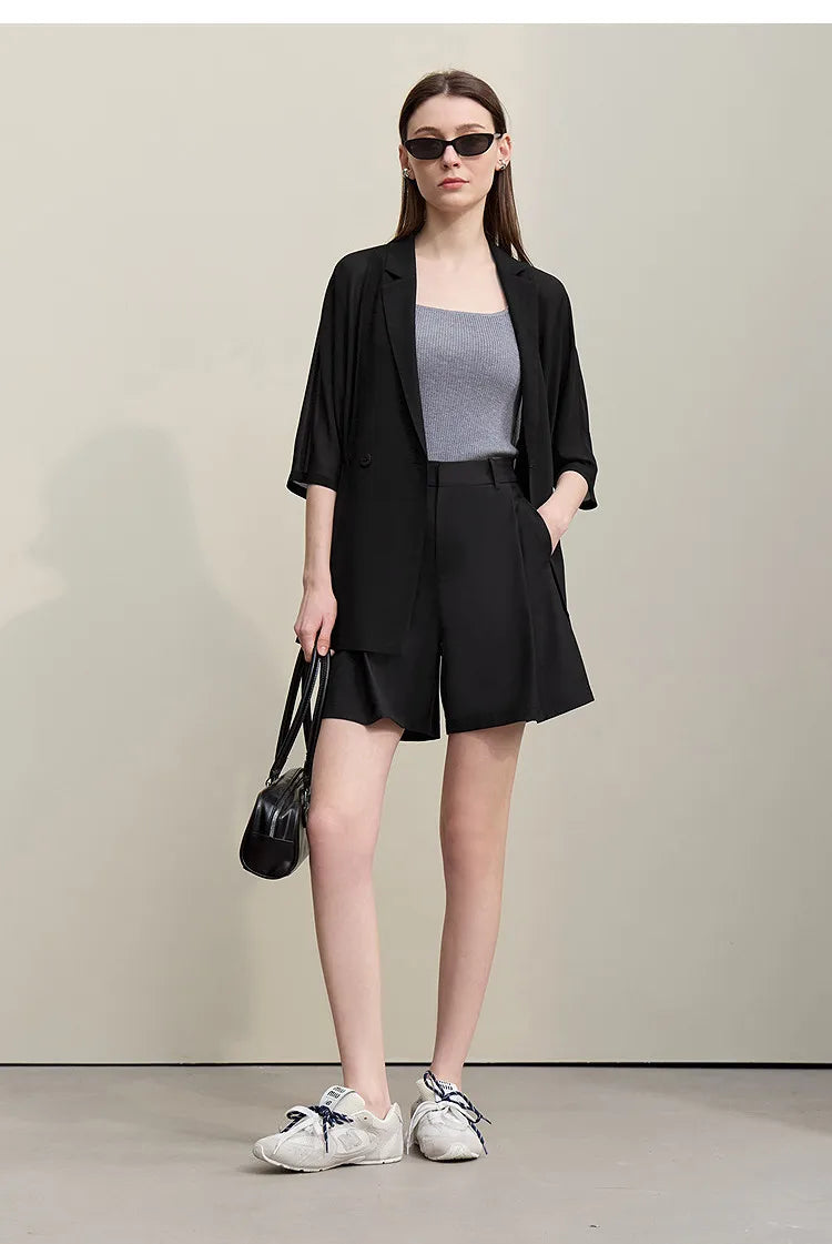 Women's Blazer 2026 Summer New Notch Lapel Dolman Sleeve Jacket Loose Lightweight Office Chiffon Coat For Women 12642007