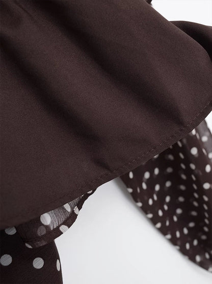 Polka Dot Printed Women Shirt 2026 Spring New Bow Tied Blouse Woman Tops Lady Ruffles Long Sleeve Loose Elegant Blouses Top ﻿