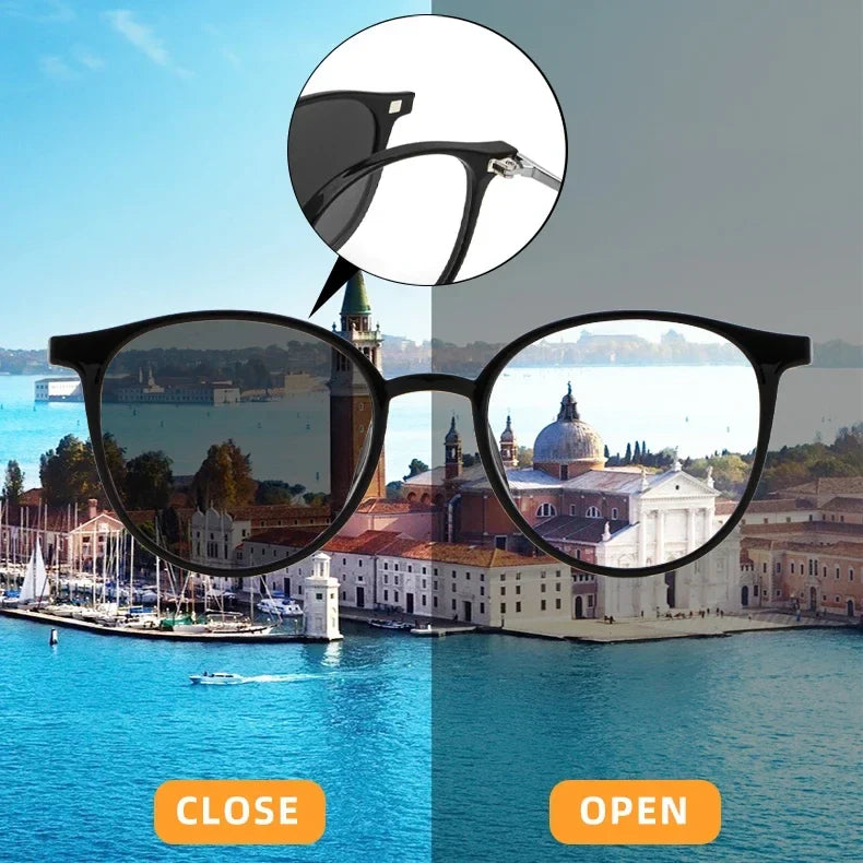 Magnetic Clip On Glasses Women Driving Polarised Round Pink Optical Myopia Eyewear Men Custom Prescription Glasses 2240