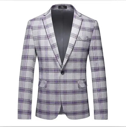 2026 New Men's Pink-Red Striped Suit Jacket, Fashion Slim Plaid Dress Coat, Red Purple Gray Blazers, Asian Size Terno Masculino