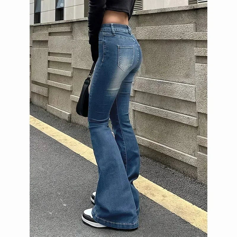2025 Woman Vintage High Waist Flare Jeans Female Stretchy Bootcut Tight Denim Pants Women Bell Bottoms Casual Slim Fit Trousers