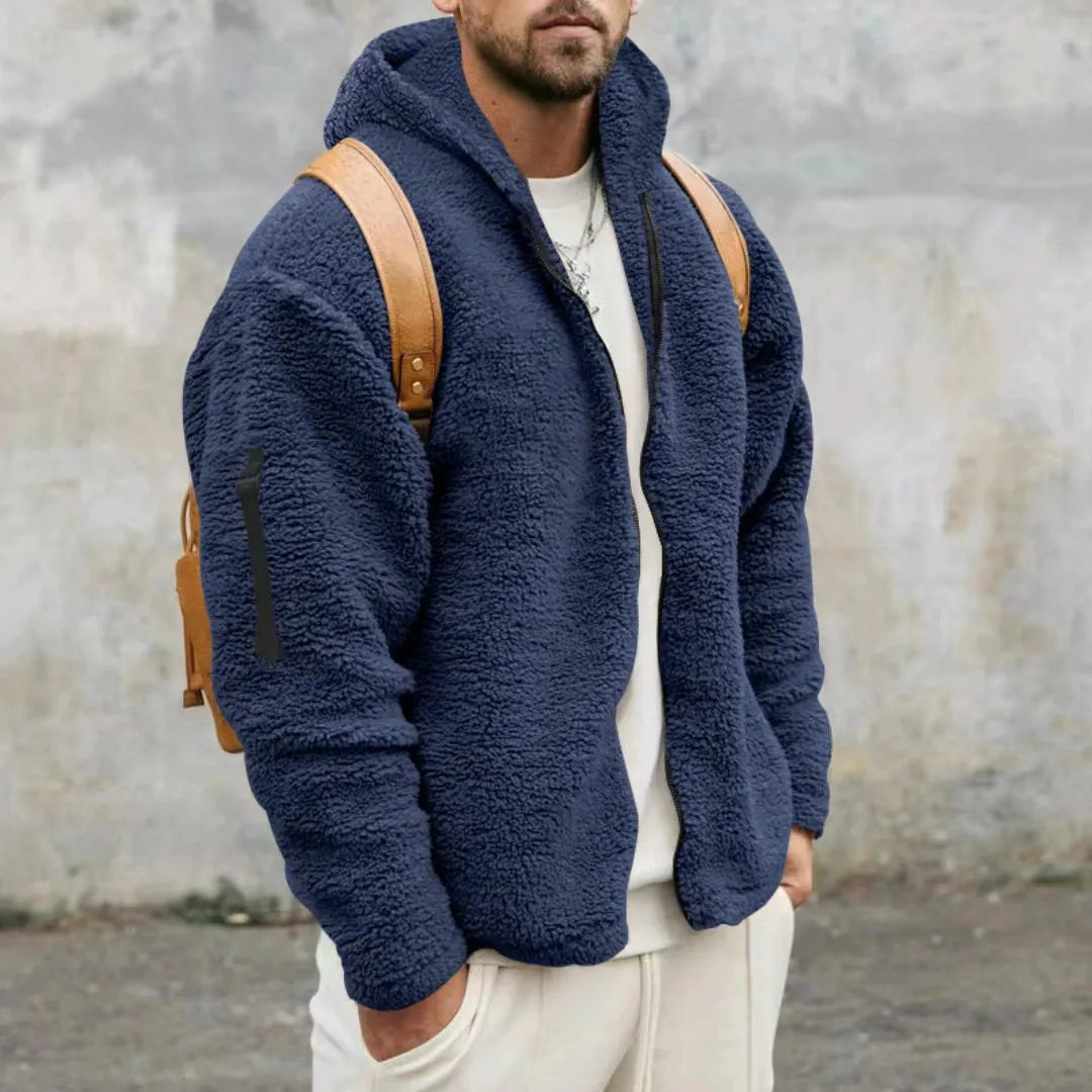 Men's Autumn and Winter Double-Sided Fleece Warm Jacket  Loose Hooded Casual Jacket