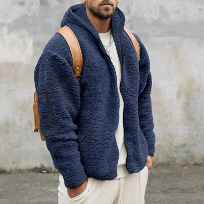 Men's Autumn and Winter Double-Sided Fleece Warm Jacket  Loose Hooded Casual Jacket