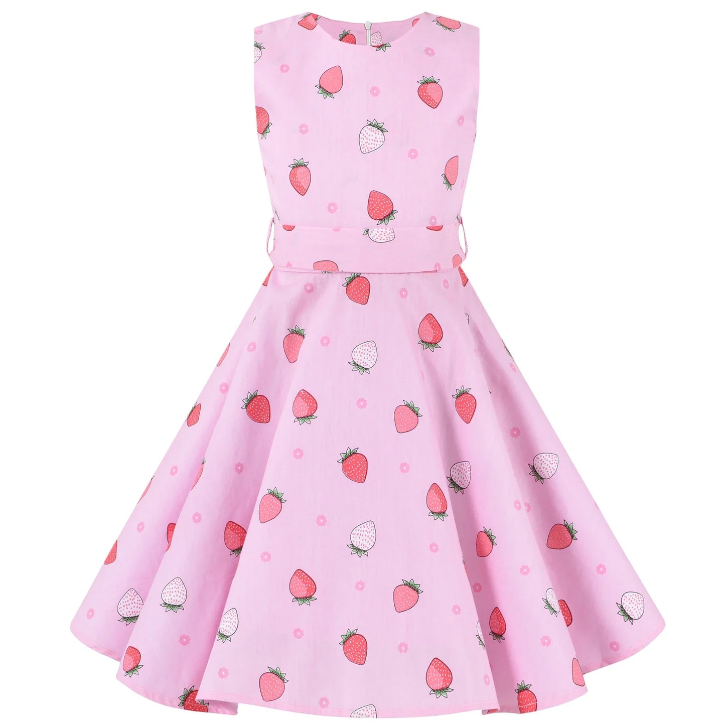 Girl's Retro Dress,Summer Princess Sleeveless Polka Dots Cotton Lightthin Romantic Floral 50s Vintage Dress Party Wedding Daliy